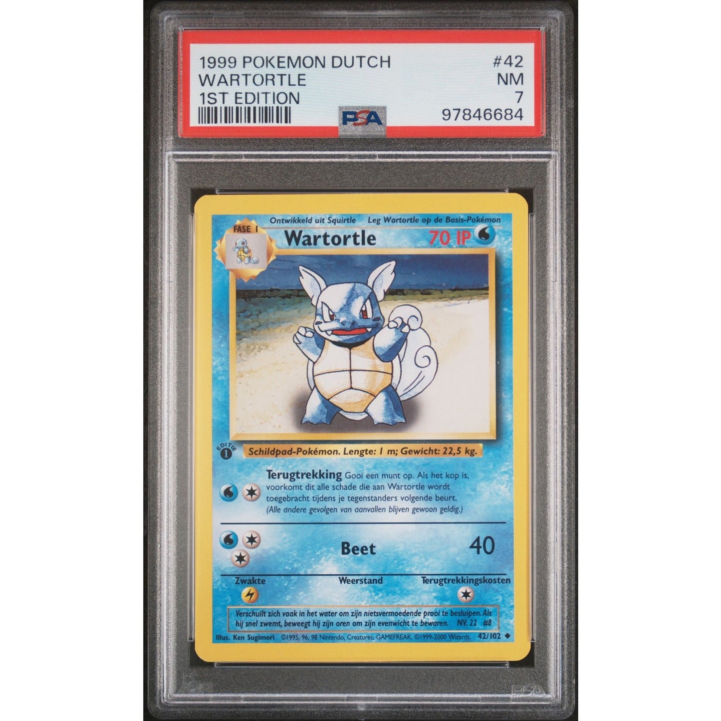 PSA 7 NM Wartortle 1st Edition 42/102 Pokemon 1999 Dutch Base Set (CGC/BGS)