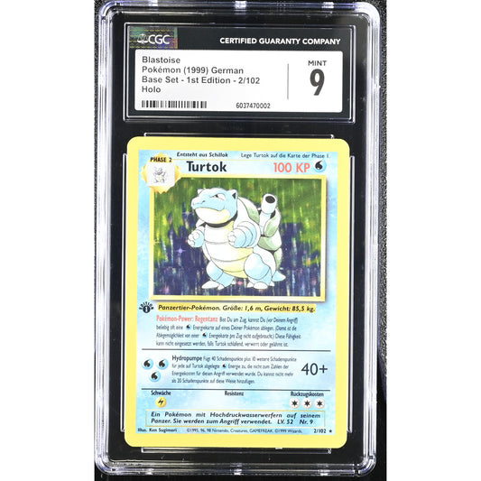 CGC 9 MINT Blastoise Turtok 1st Edition 2/102 Pokemon German Base Set (PSA/BGS)