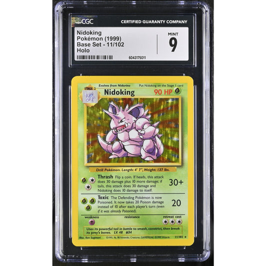 CGC 9 MINT Nidoking 11/102 Pokemon 1999 Unlimited Base Set Holo Card (PSA/BGS)