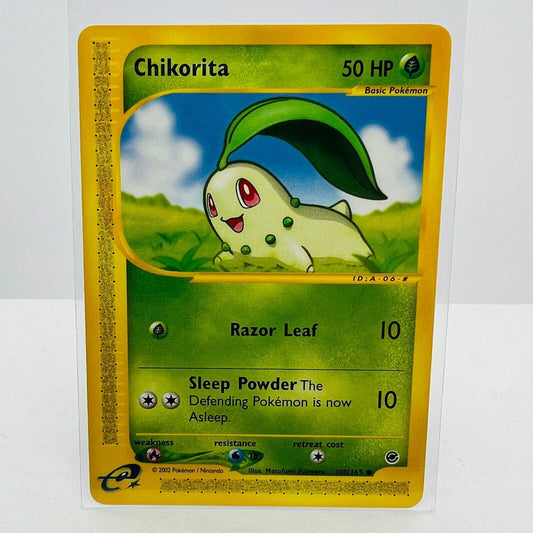 Pokémon Chikorita 100/165 Expedition E-Reader Series Pokemon Common Card NM-MT