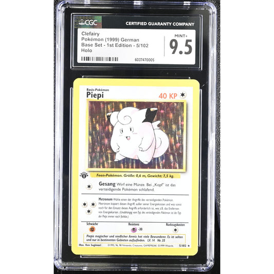 CGC 9.5 MINT+ Clefairy Piepi 1st Edition 5/102 Pokemon German Base Set (PSA/BGS)