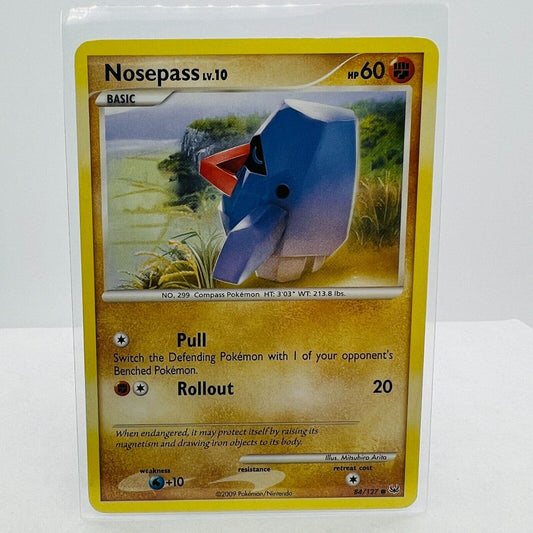 Pokémon Nosepass LV.10 84/127 Platinum 2009 Pokemon Common Card Light Play LP