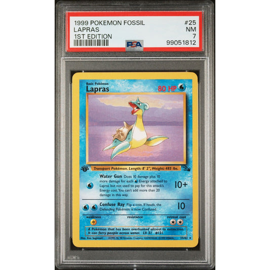 PSA 7 NEAR MINT Lapras 1st Edition 25/64 Pokémon Fossil Non Holo (CGC/BGS)