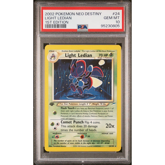 PSA 10 MINT Light Ledian 1st Edition 24/105 Pokémon Neo Destiny Rare (CGC/BGS)