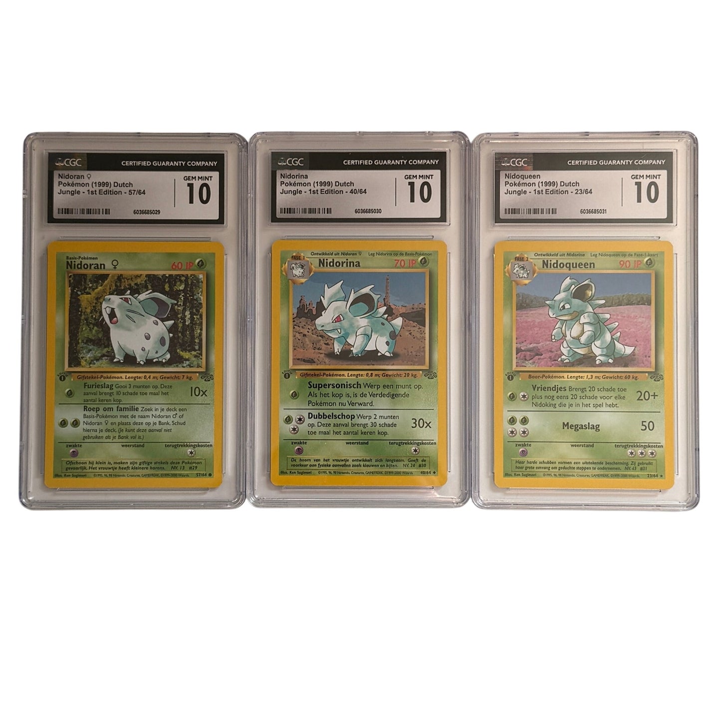 CGC 10 GEM MINT Sequential Nidoran Nidorina Nidoqueen 1st Dutch Jungle (PSA/BGS)