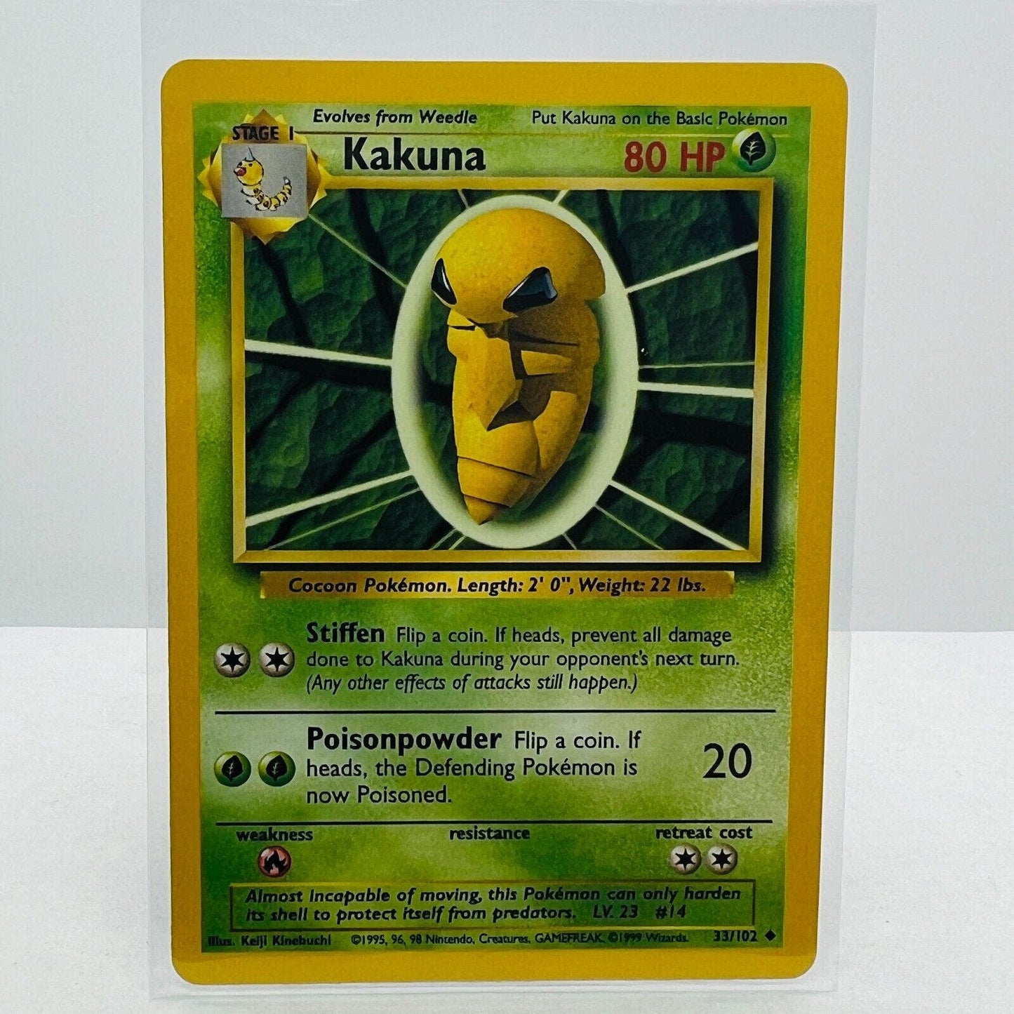 Pokémon Kakuna 33/102 Base Set Unlimited Pokemon 1999 WOTC Uncommon Card NM