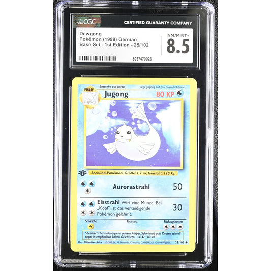 CGC 8.5 NM/MINT+ Dewgong Jugong 1st Edition 25/102 German Base Set (PSA/BGS)
