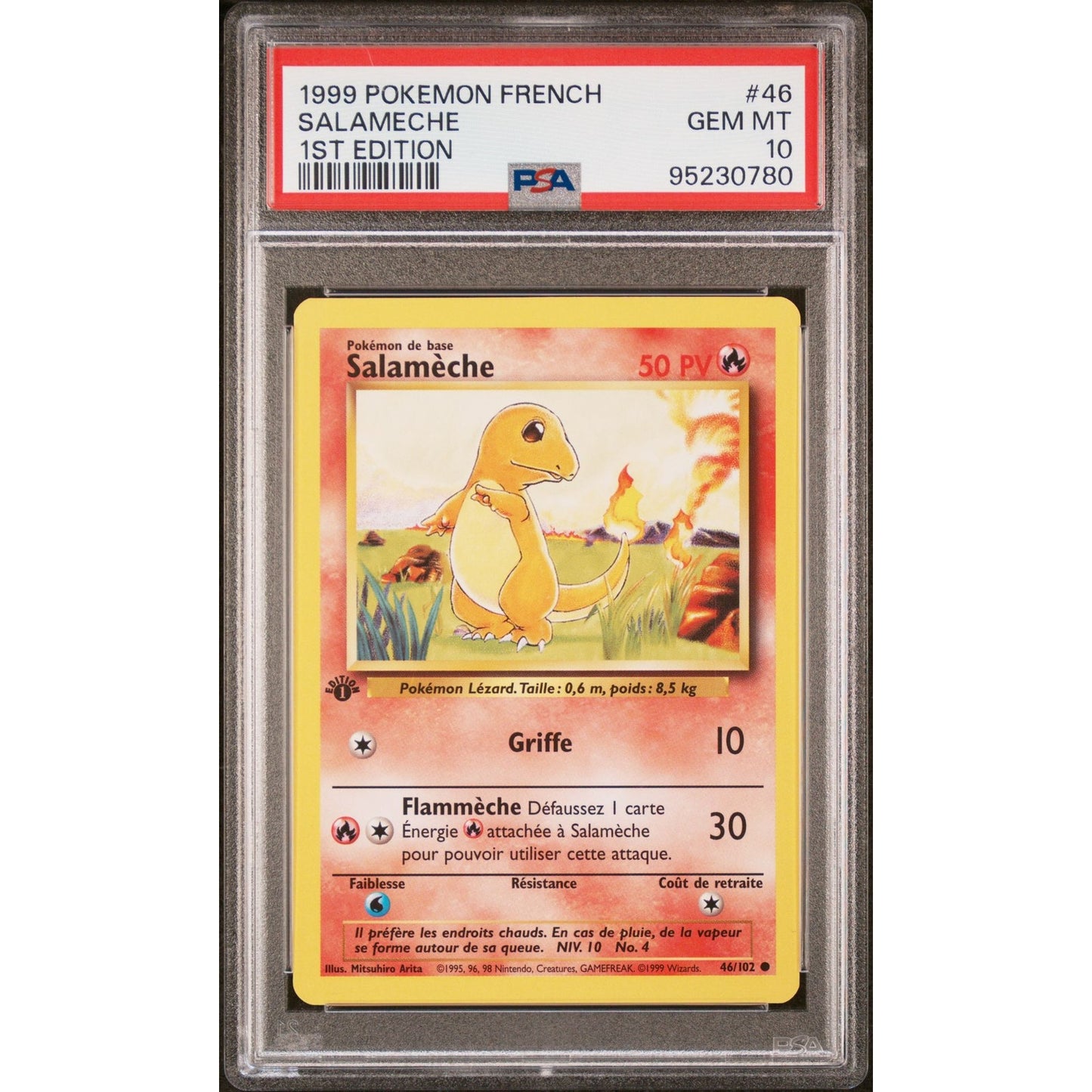 PSA 10 GEM MINT Charmander (Salameche) 1st Edition 46/102 French Base (CGC/BGS)