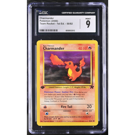 CGC 9 MINT Charmander 1st Edition 50/82 Pokemon Team Rocket Non Holo (PSA/BGS)