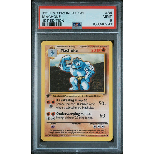 PSA 9 MINT Machoke 1st Edition 34/102 Pokémon 1999 Dutch Base Set (CGC/BGS)