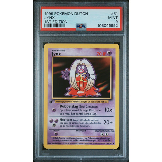 PSA 9 MINT Jynx 1st Edition 31/102 Pokémon 1999 Dutch Base Set (CGC/BGS)
