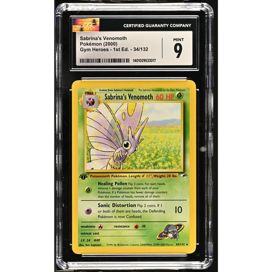 CGC 9 MINT Sabrina's Venomoth 1st Edition 34/111 Pokemon Gym Heroes (PSA/BGS)