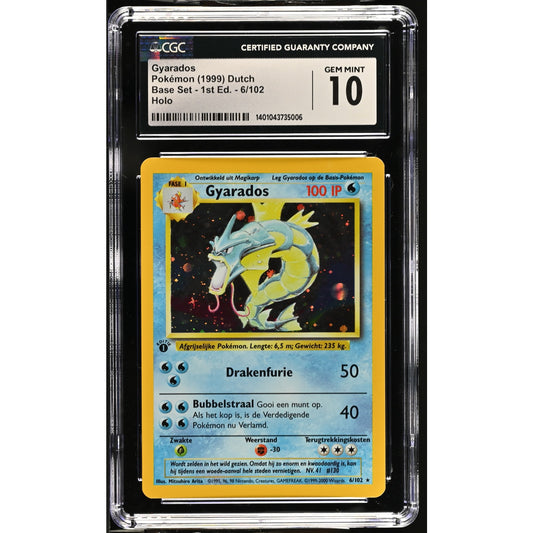 CGC 10 GEM MINT Gyarados 1st Edition 6/102 Dutch Base (PSA/BGS) Highest Pop 1