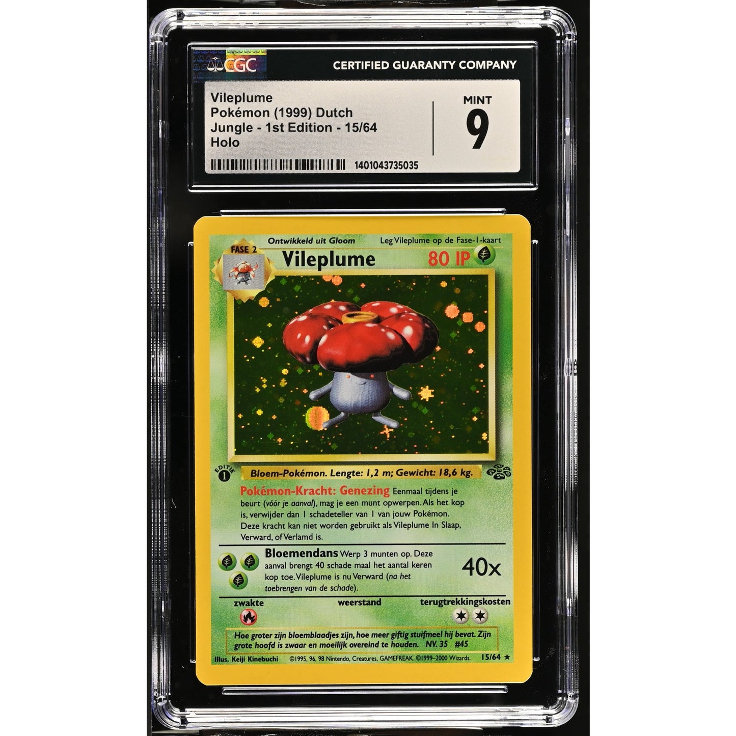 CGC 9 MINT Vileplume 1st Edition 15/64 Pokémon Dutch Jungle (PSA/BGS) Pop 1