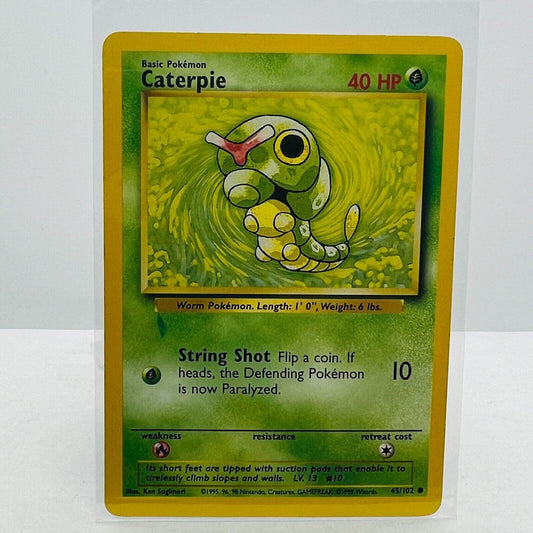 Pokémon Caterpie 45/102 Base Set Unlimited Pokemon 1999 WOTC Common Card LP