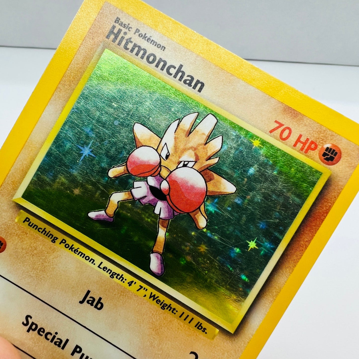 Pokémon Hitmonchan 7/102 Base Set Unlimited Pokemon 1999 Holo Foil Card PL-LP