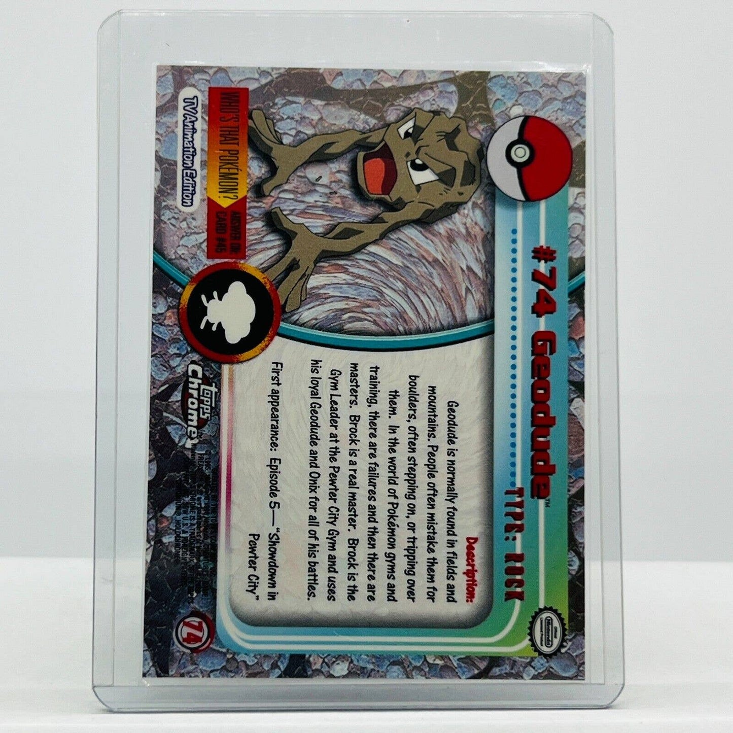 Pokémon Geodude #74 Pokemon 2000 Topps TV Animation Chrome Series 1 Holo Foil