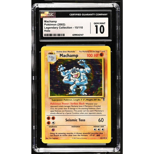 CGC 10 GEM MINT Machamp 15/110 Pokémon 2002 Legendary Collection Holo (PSA/BGS)