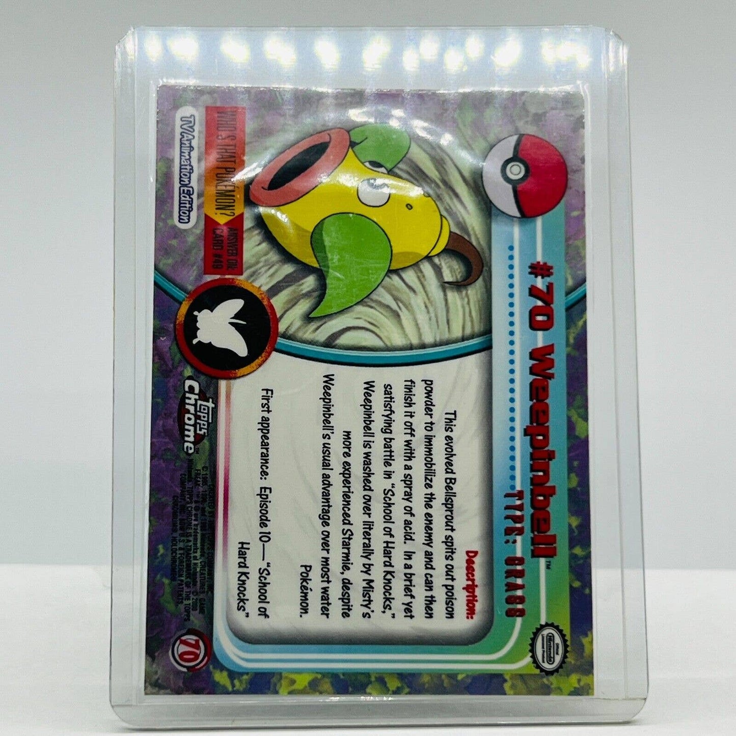 Pokémon Weepinbell #70 Pokemon 2000 Topps TV Animation Chrome Series 1 Holo Foil