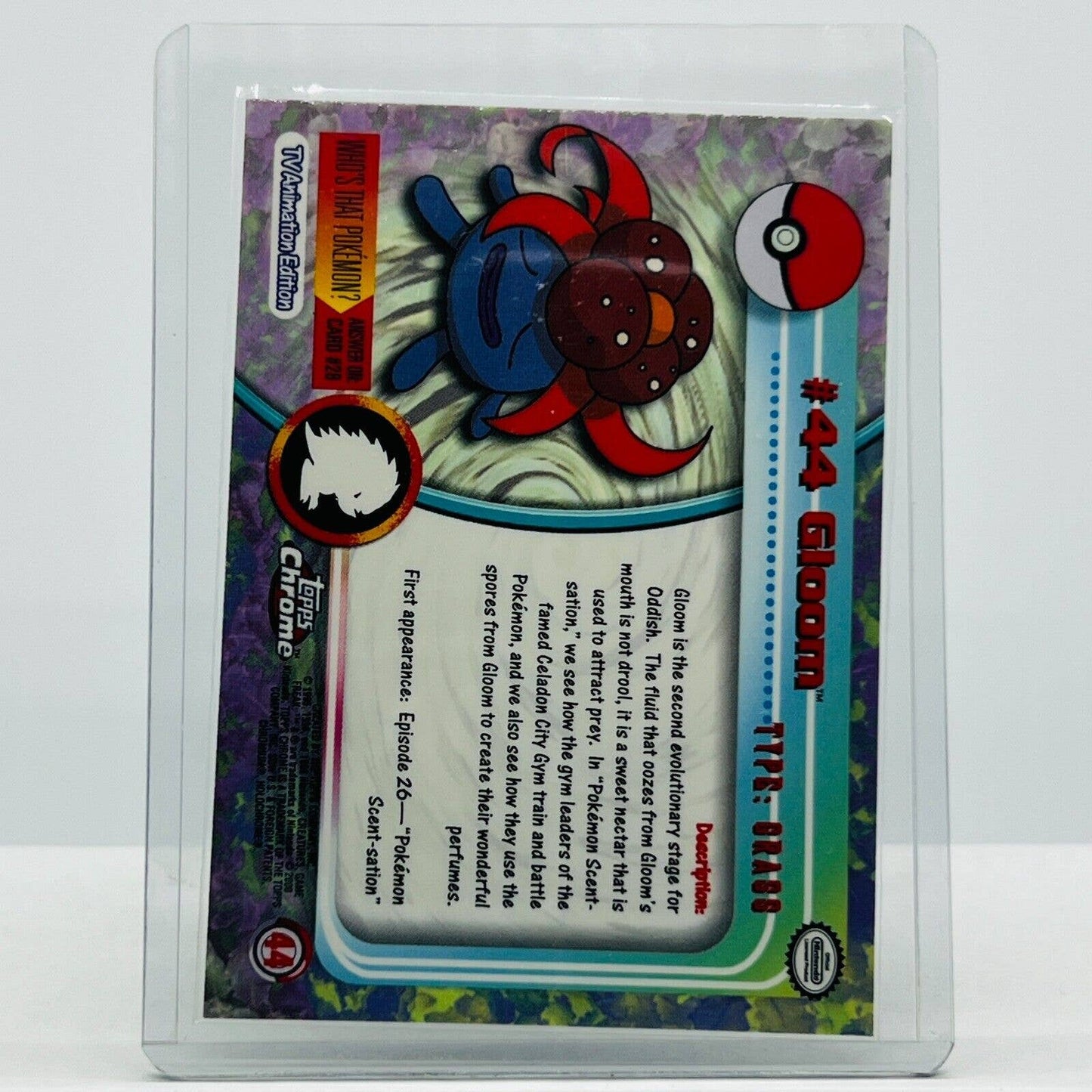 Pokémon Gloom #44 Pokemon 2000 Topps TV Animation Chrome Series 1 Holo Foil