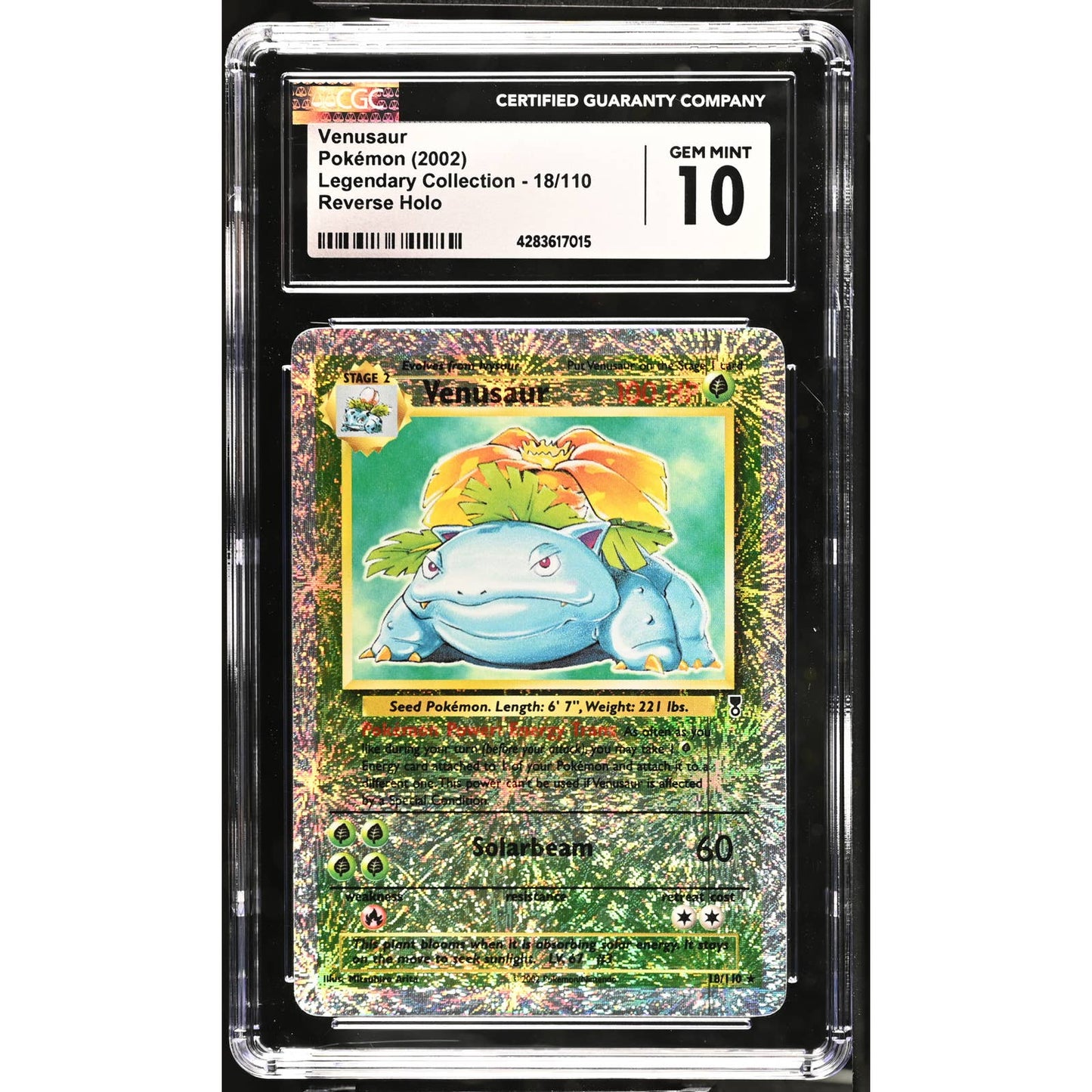 CGC 10 GEM MINT Pokémon Venusaur 18/110 Legendary Collection Reverse Holo