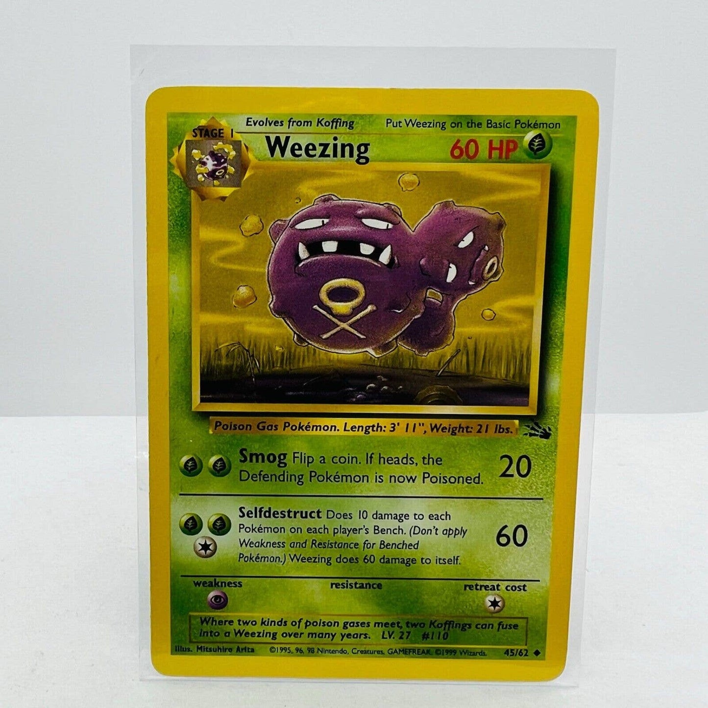 Pokémon Weezing 45/62 Fossil WOTC 1999 Pokemon Unlimited Uncommon Card NM-MT