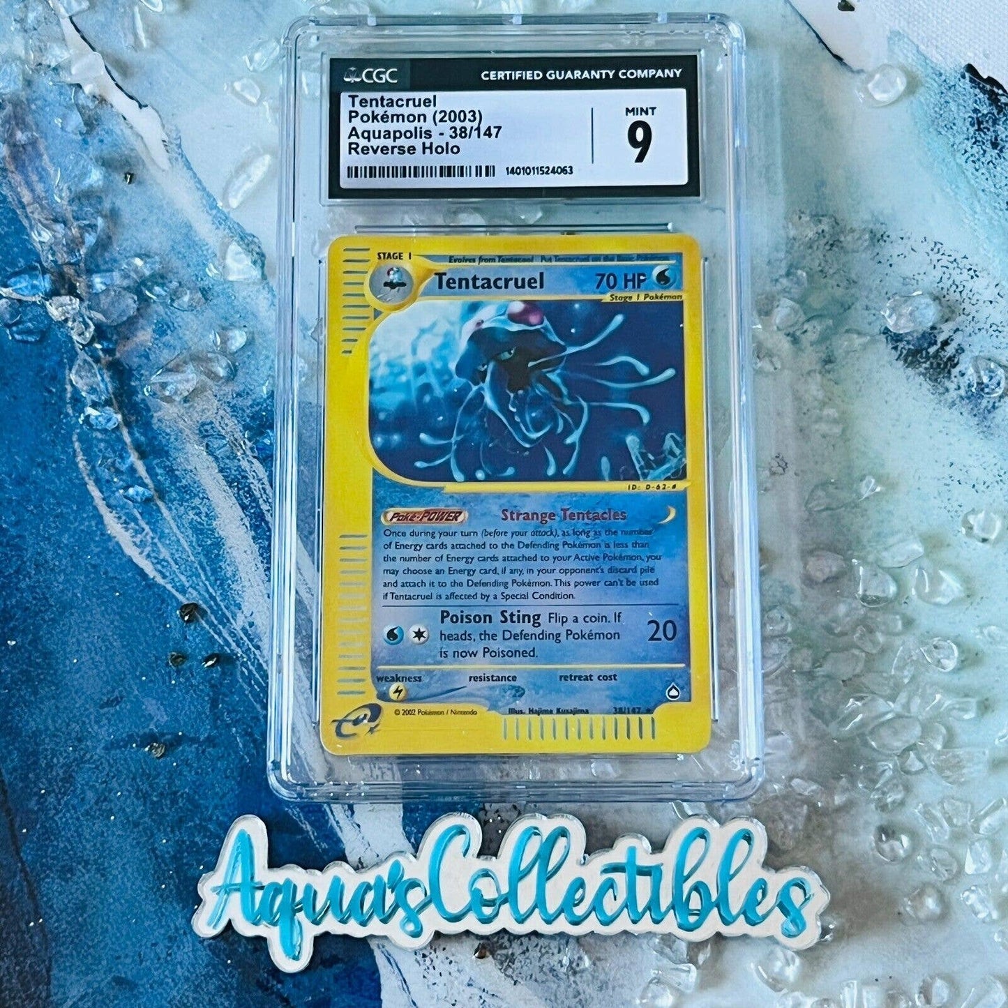 CGC 9 MINT Tentacruel 38/147 Pokémon Aquapolis 2003 Reverse Holo Rare (PSA/BGS)