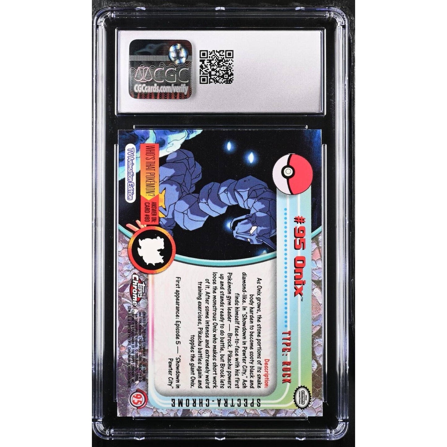 CGC 9 MINT Onix Spectra #95 Pokemon 2000 Topps Chrome Holo Rare (PSA/BGS)