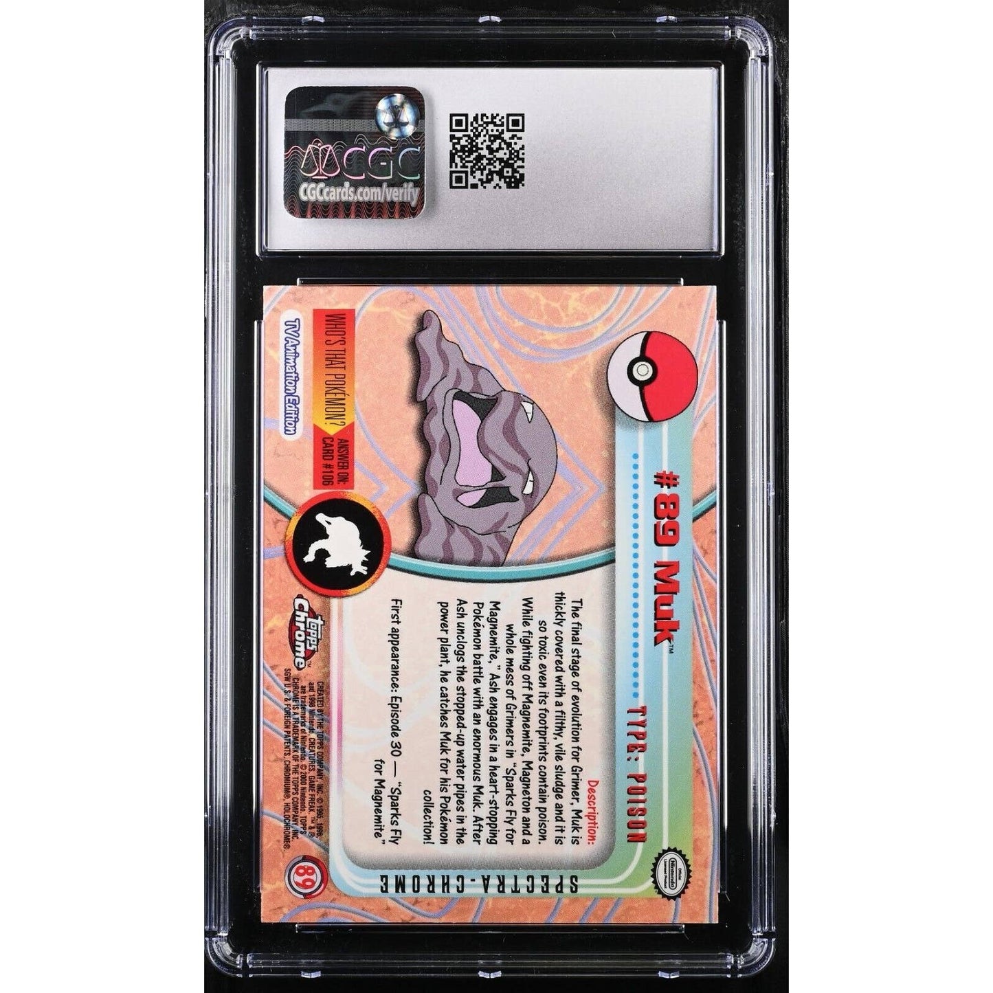 CGC 9 MINT Muk Spectra #89 Pokemon 2000 Topps Chrome Holo Rare (PSA/BGS)