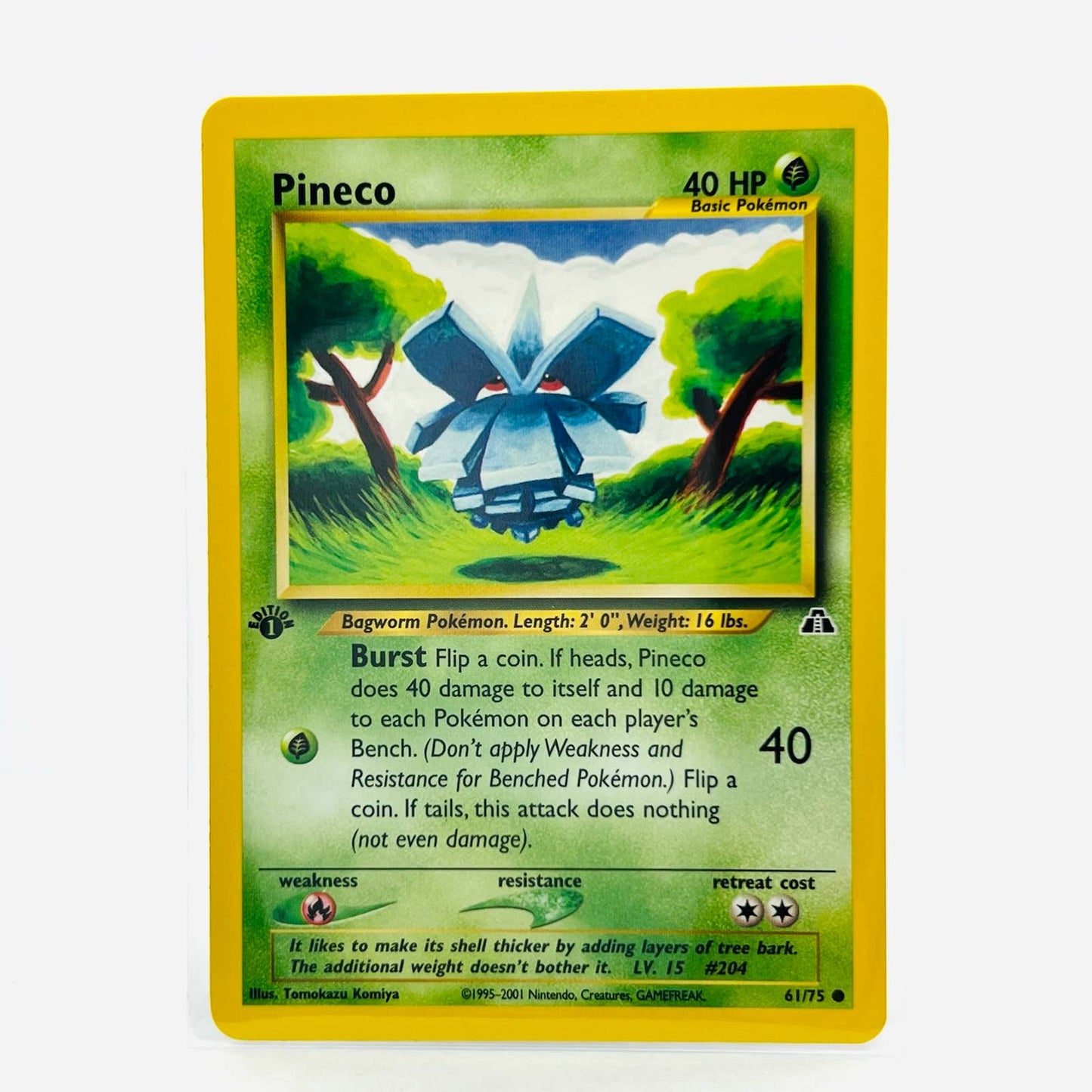 Pokémon Pineco 1st Edition 61/75 Neo Discovery WOTC Pokemon Common Card NM-MT