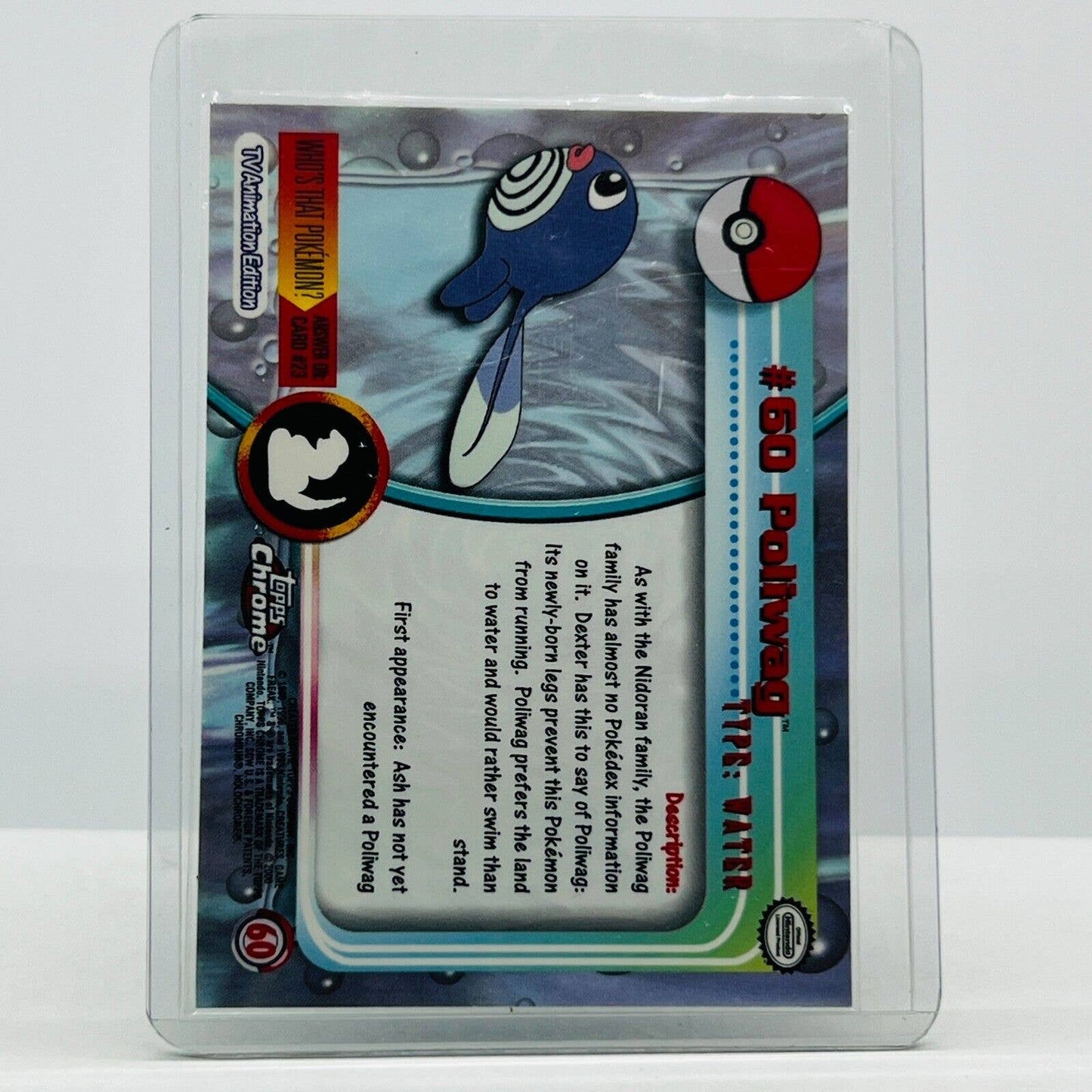 Pokémon Poliwag #60 Pokemon 2000 Topps TV Animation Chrome Series 1 Holo Foil