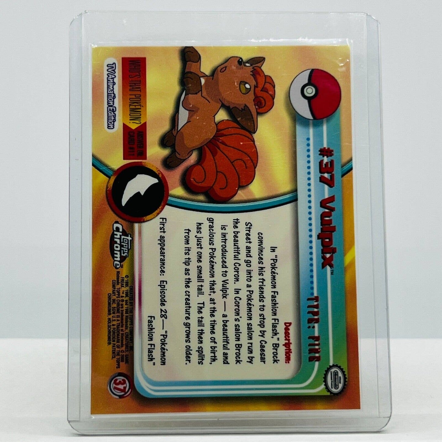 Pokémon Vulpix #37 Pokemon 2000 Topps TV Animation Chrome Series 1 Holo Foil