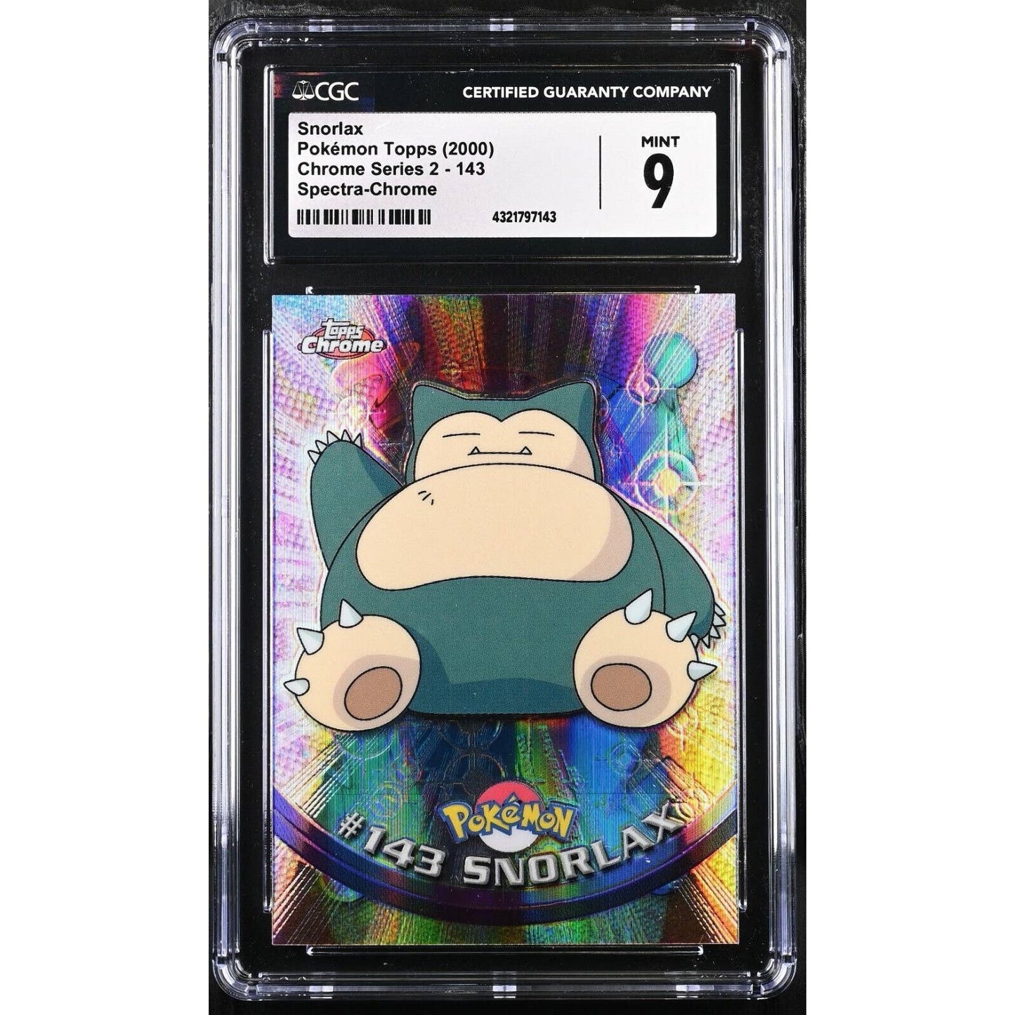 CGC 9 MINT Snorlax Spectra #143 Pokemon 2000 Topps Chrome Holo Rare (PSA/BGS)