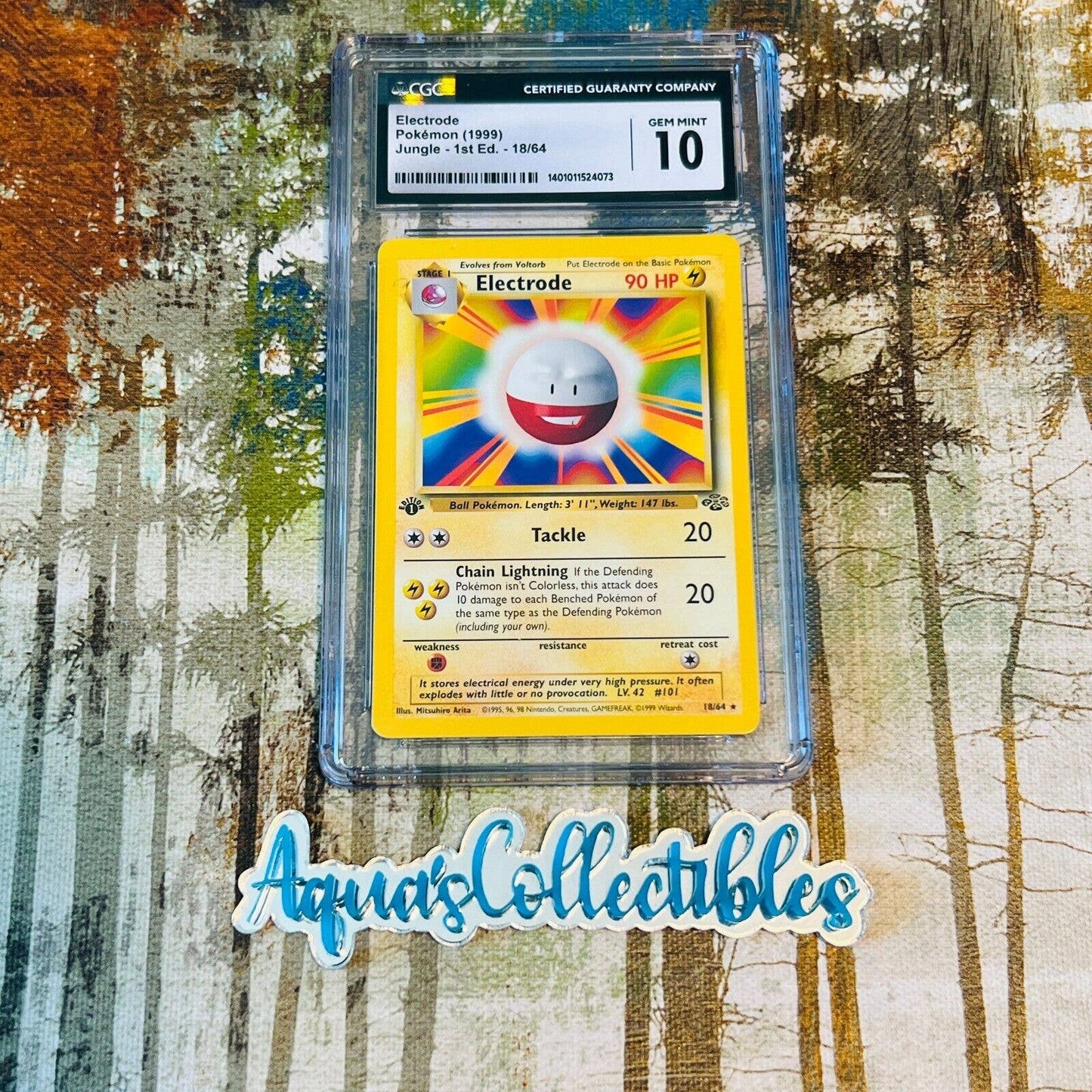 CGC 10 GEM MINT Electrode 1st Edition 18/64 Pokémon Jungle Non Holo (PSA/BGS)