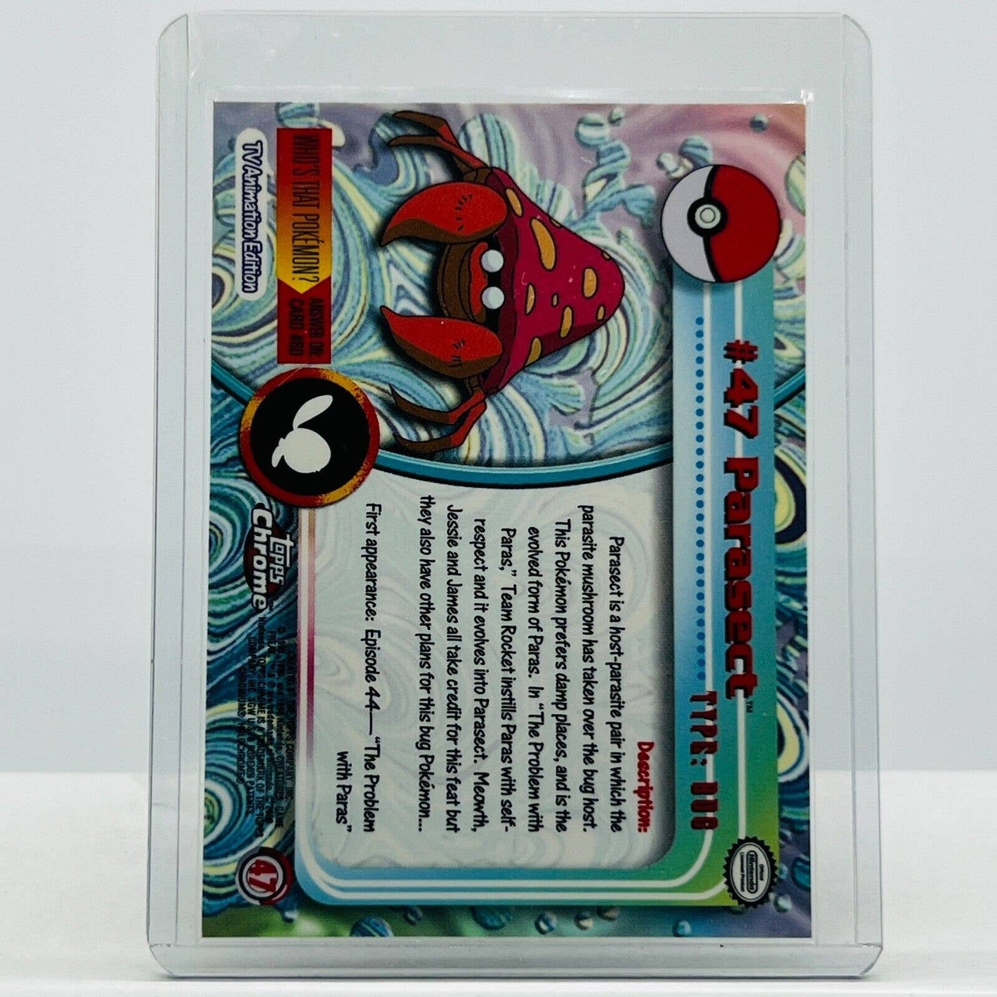 Pokémon Parasect #47 Pokemon 2000 Topps TV Animation Chrome Series 1 Holo Foil