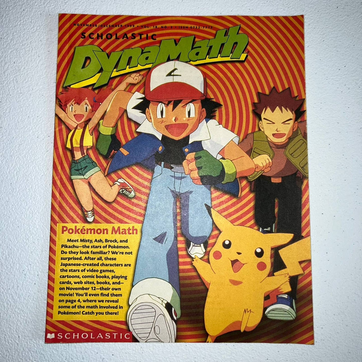 Pokémon Scholastic DynaMath Vintage 1999 Advertisement Magazine Vol 18 No. 3 NM