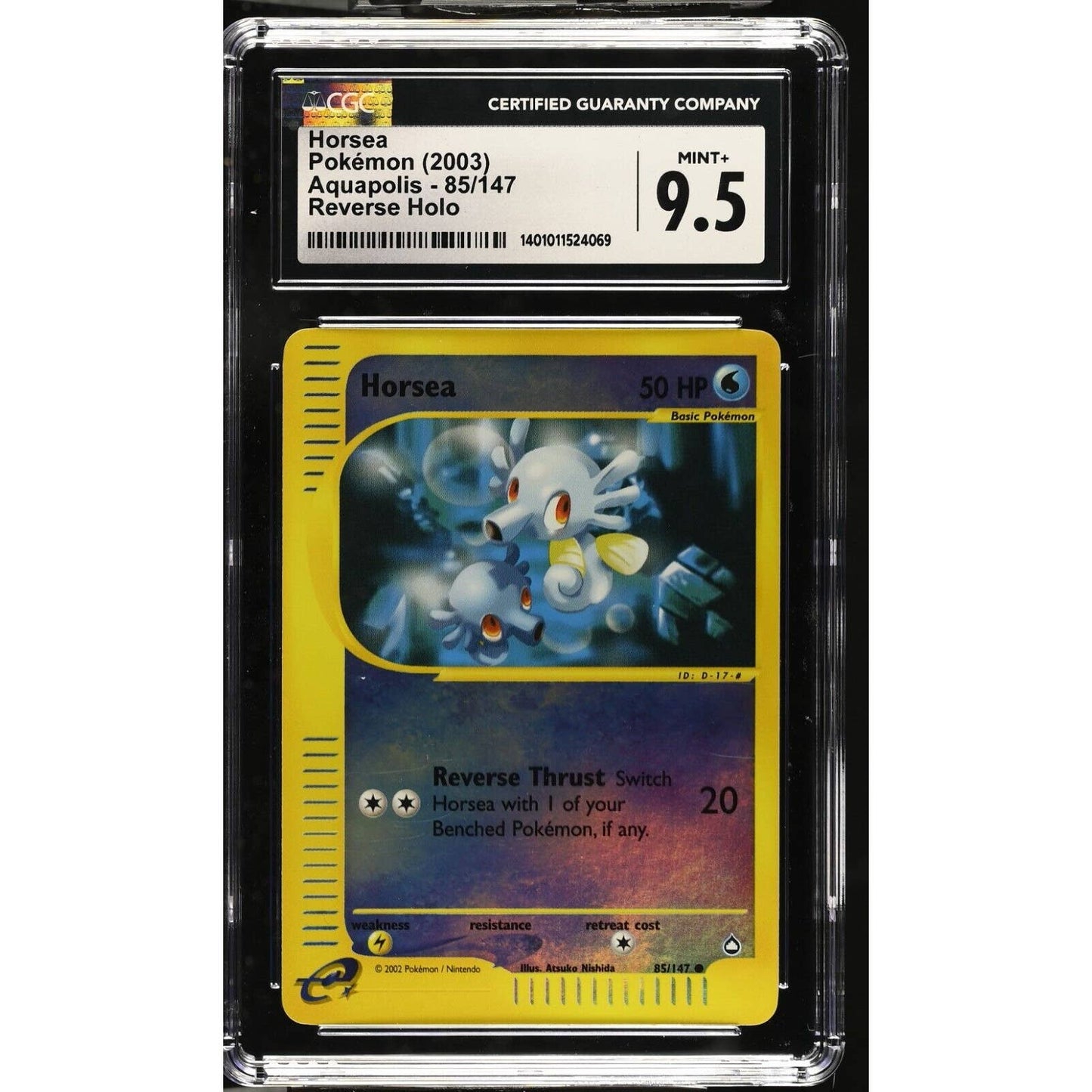 CGC 9.5 MINT+ Horsea 85/147 Pokémon Aquapolis 2003 Reverse Holo (PSA/BGS) Pop 3