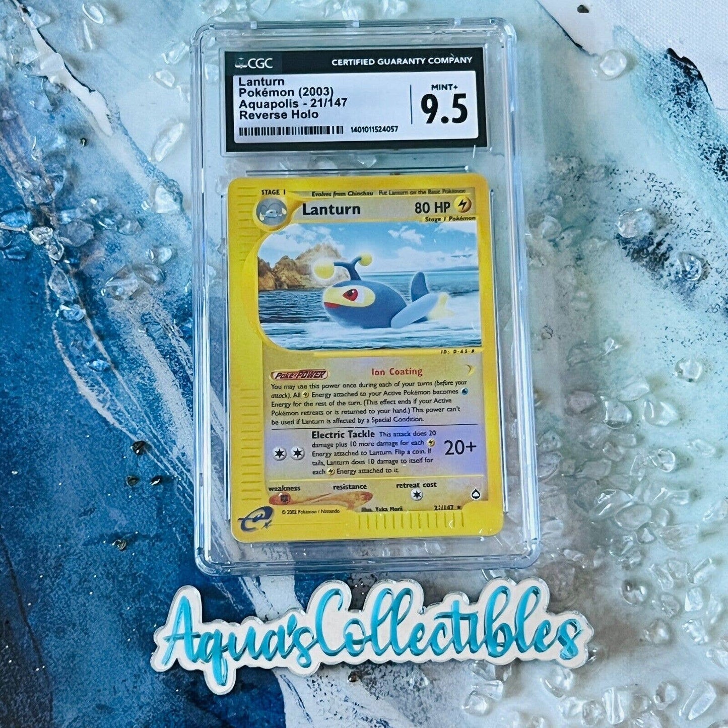 CGC 9.5 MINT+ Lanturn 21/147 Pokémon Aquapolis 2003 Reverse Holo (PSA/BGS) Pop 2