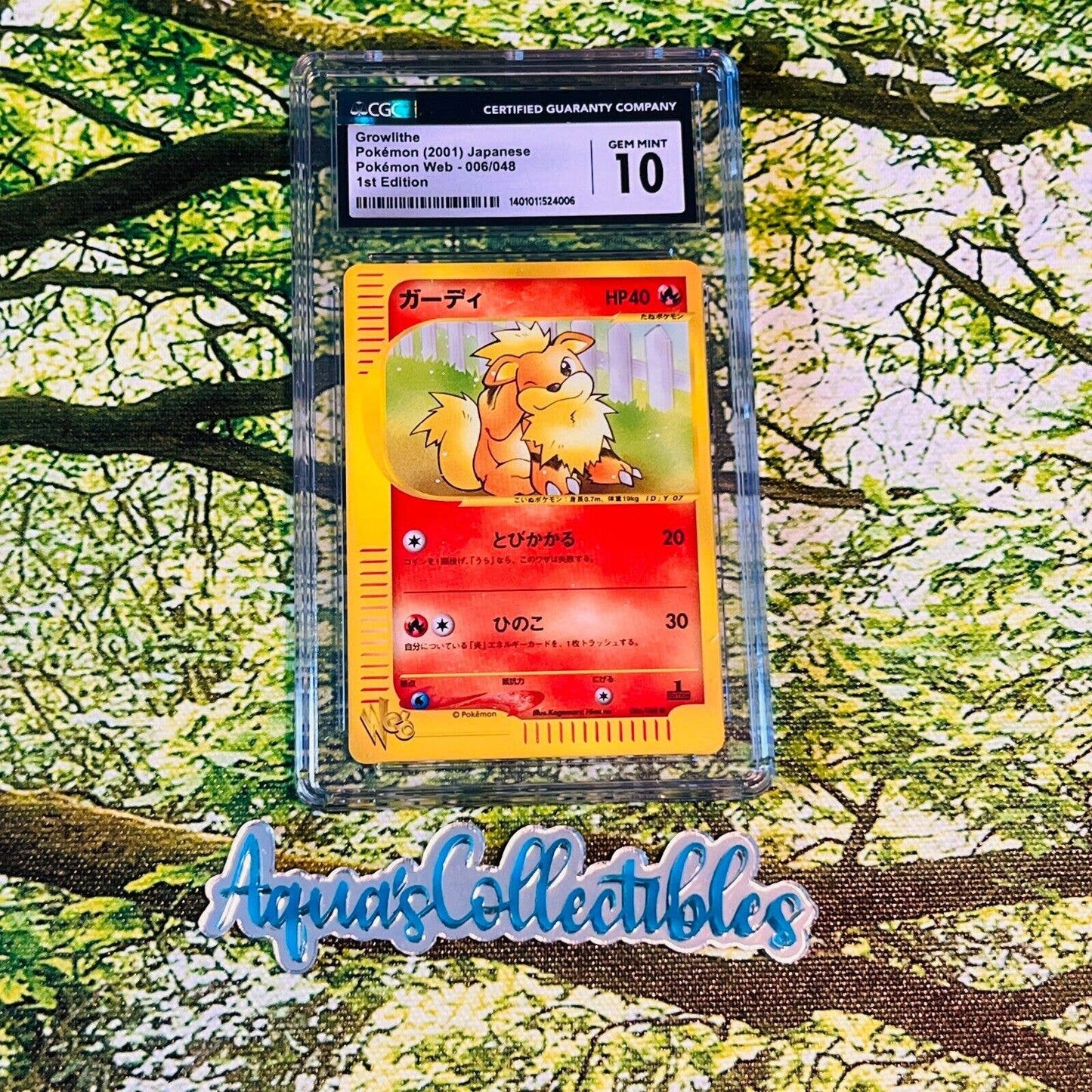 CGC 10 GEM MINT Growlithe 1st Edition 006/048 Japanese Pokemon Web (PSA/BGS)