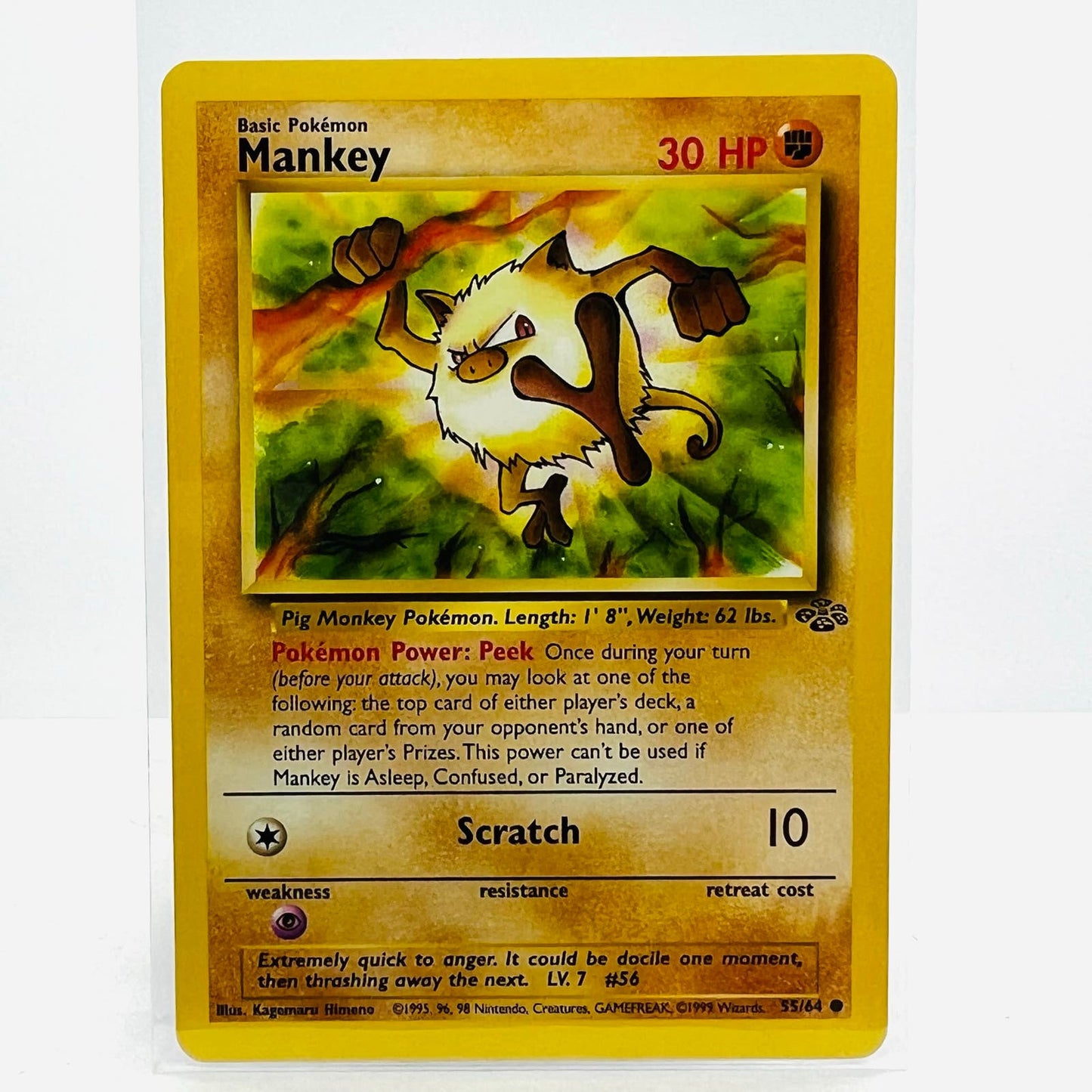 Pokémon Mankey 55/64 Jungle Unlimited WOTC 1999 Pokemon Common Card NM-MT