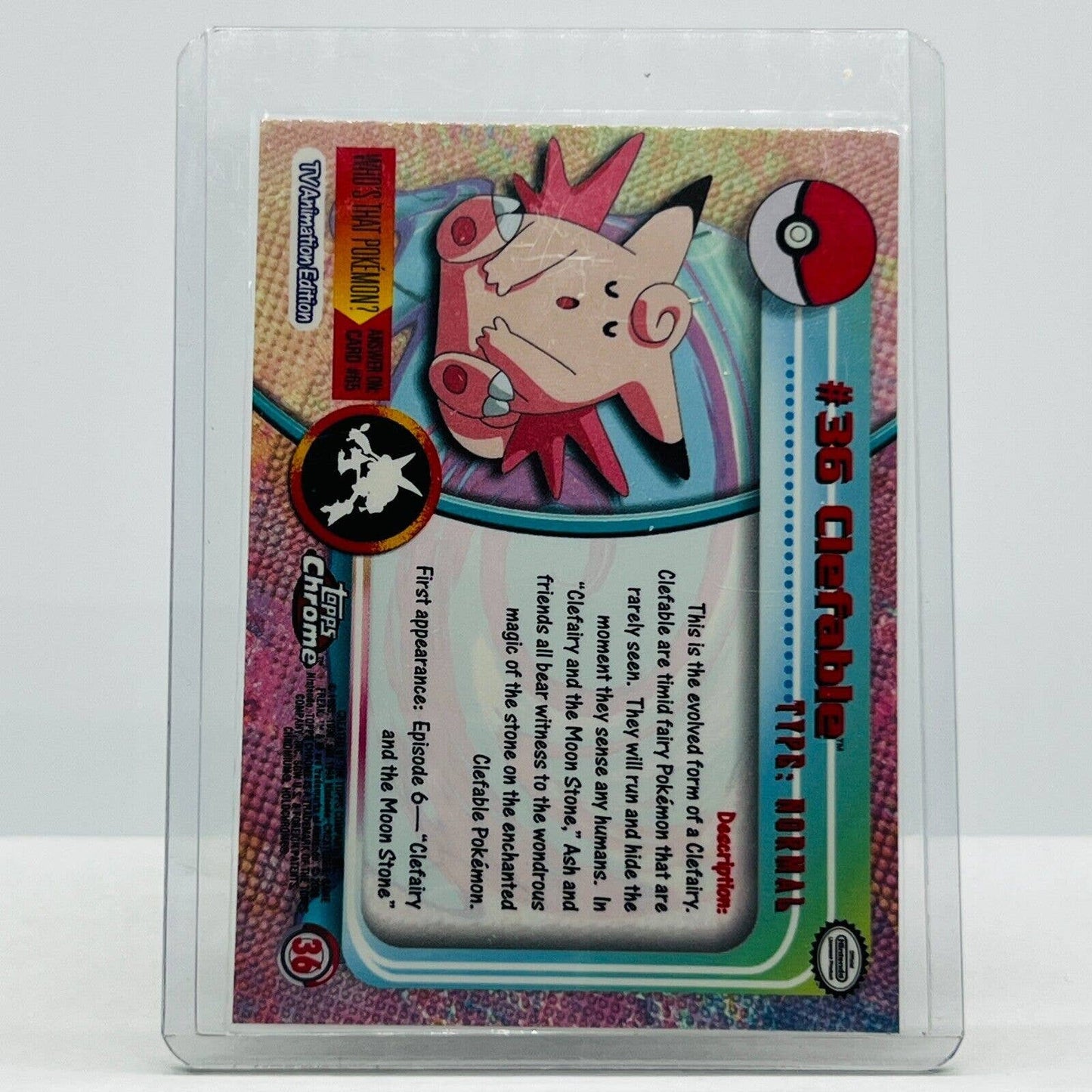 Pokémon Clefable #36 Pokemon 2000 Topps TV Animation Chrome Series 1 Holo Foil