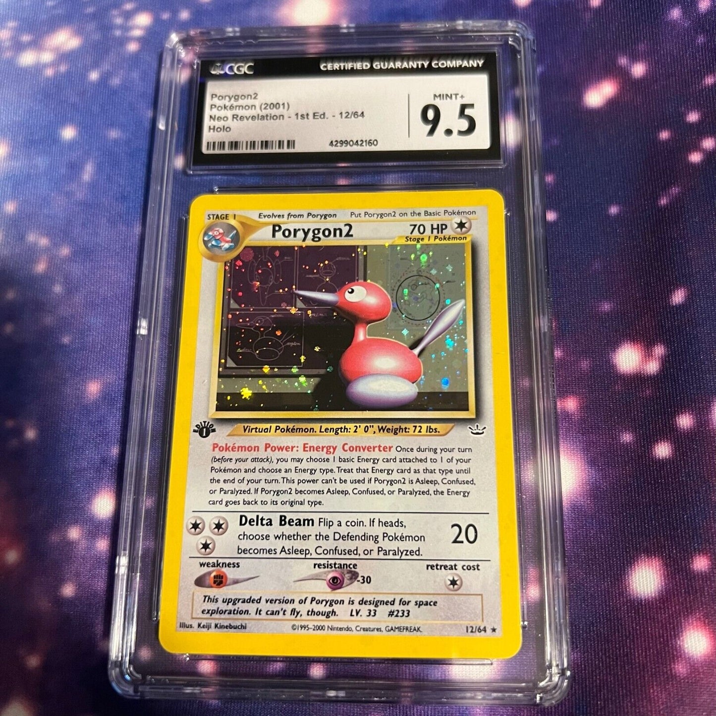 CGC 9.5 MINT+ Porygon2 1st Edition 12/64 Neo Revelation Holo (PSA/BGS) Pop 1