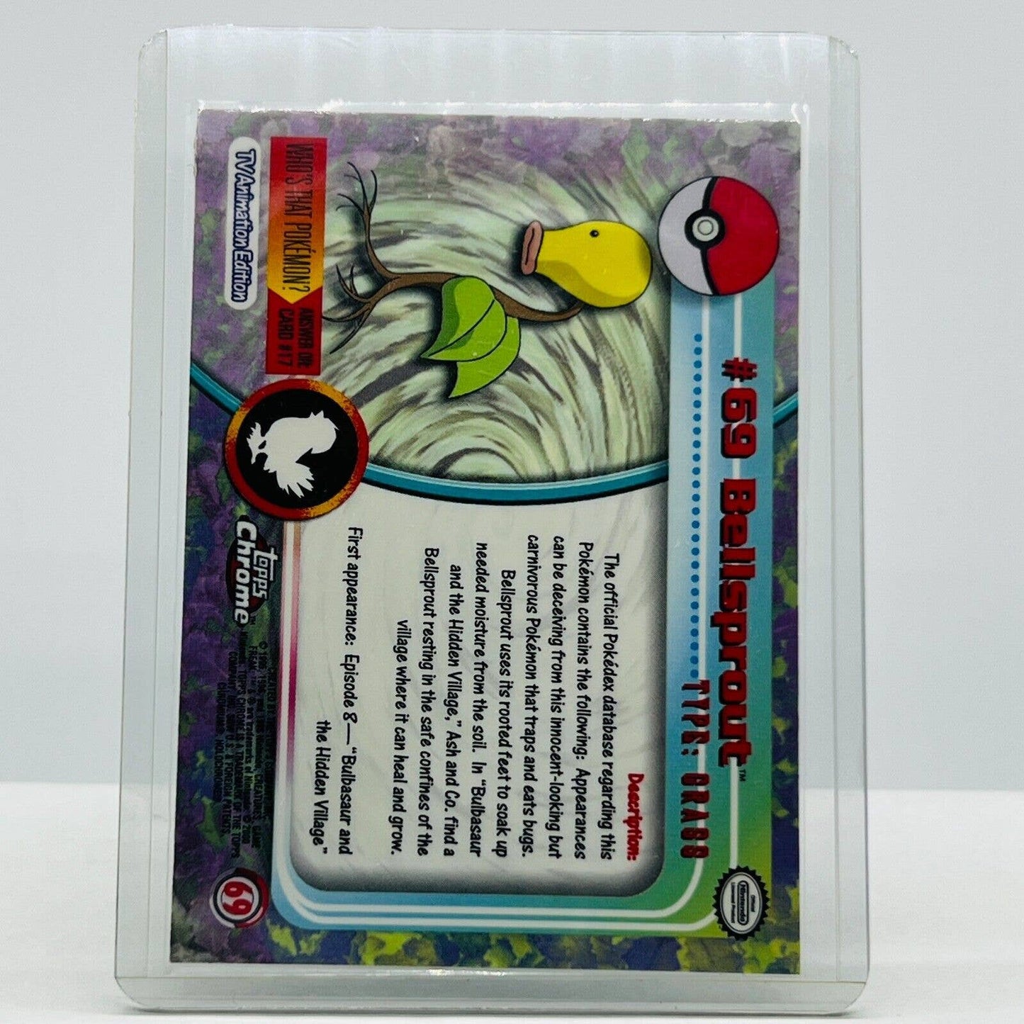 Pokémon Bellsprout #69 Pokemon 2000 Topps TV Animation Chrome Series 1 Holo Foil