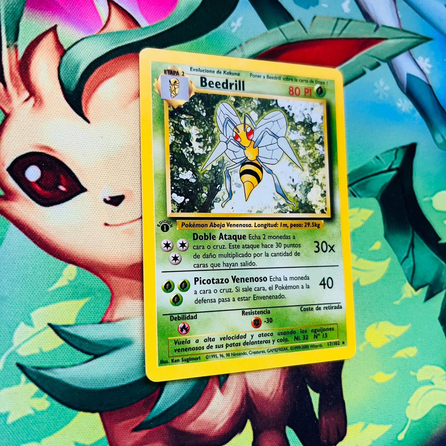 Pokémon Beedrill 17/102 1st Edition Base Set Spanish Non Holo Rare Card NM-MT