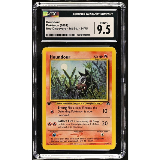 CGC 9.5 MINT+ Houndour 1st Edition 23/75 Pokémon Neo Discovery Non Holo (PSA/BGS