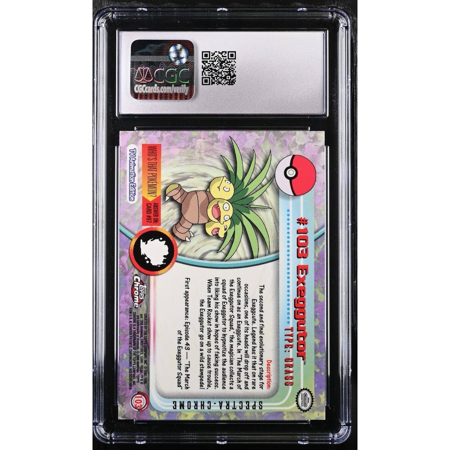 CGC 9.5 MINT+ Exeggutor Spectra #103 Pokemon 2000 Topps Chrome Rare (PSA/BGS)