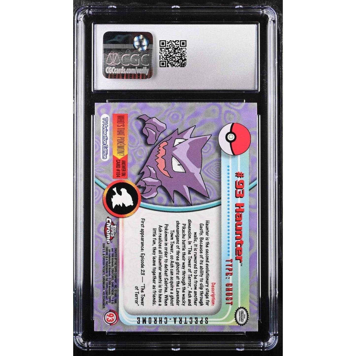 CGC 9 MINT Haunter Spectra #93 Pokemon 2000 Topps Chrome Holo Rare (PSA/BGS)