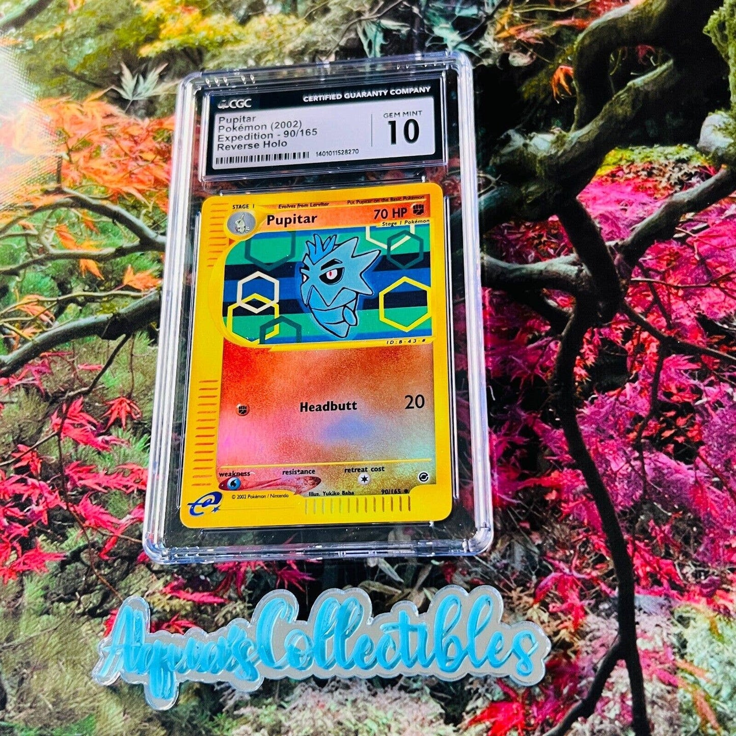 CGC 10 GEM MINT Pupitar 90/165 Pokémon Expedition 2002 Reverse Holo (PSA/BGS)