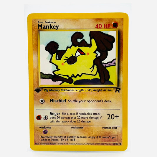 Pokémon Mankey 1st Edition 61/82 Team Rocket WOTC TCG Common Card NM-MT