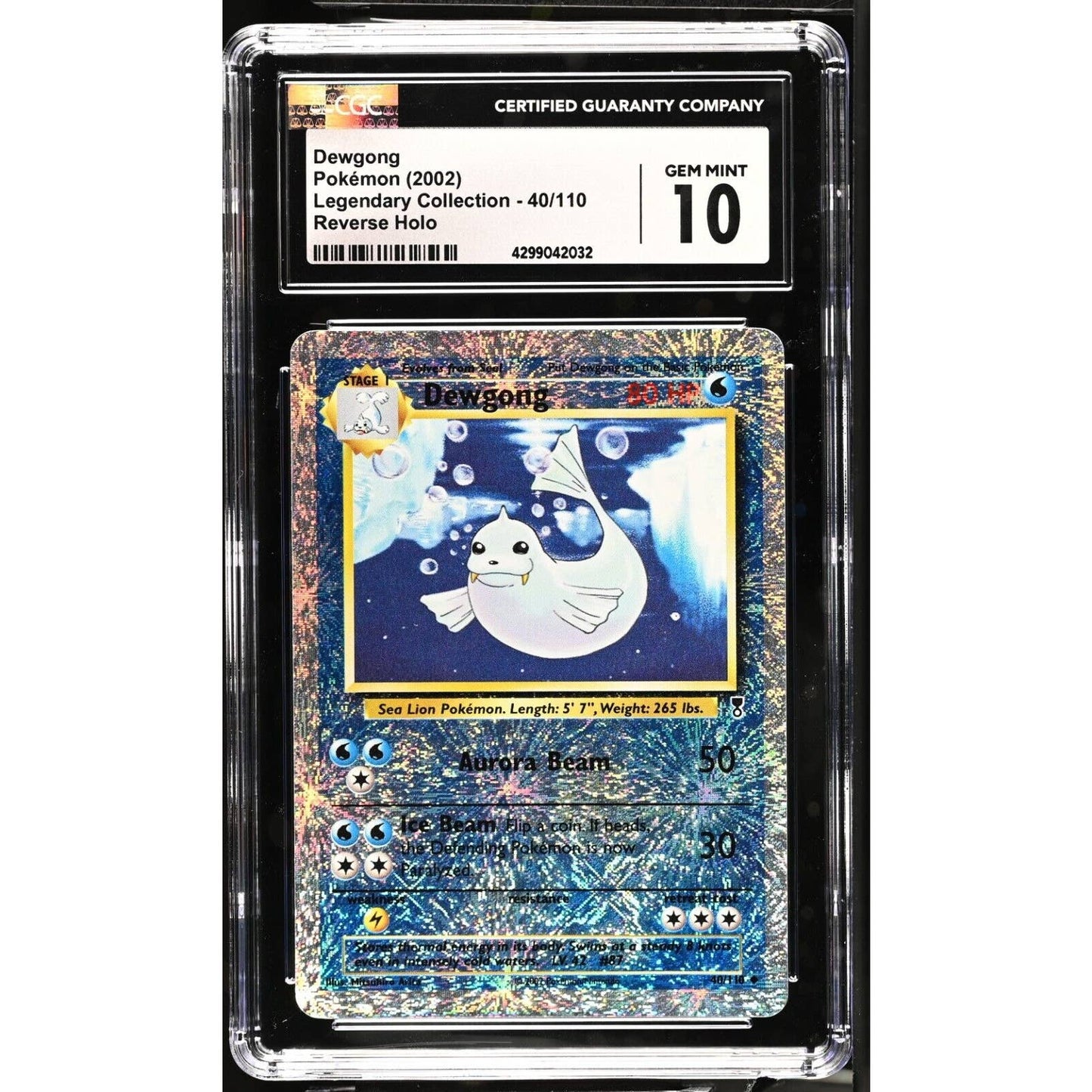 CGC 10 GEM MINT Dewgong 40/110 Pokémon Legendary Collection Reverse (PSA/BGS)